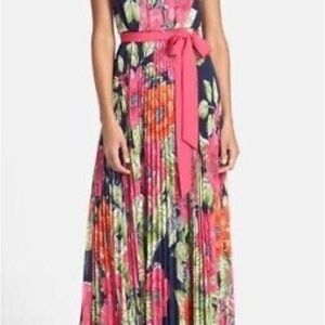 Floral Maxi Dress with Pink Accents